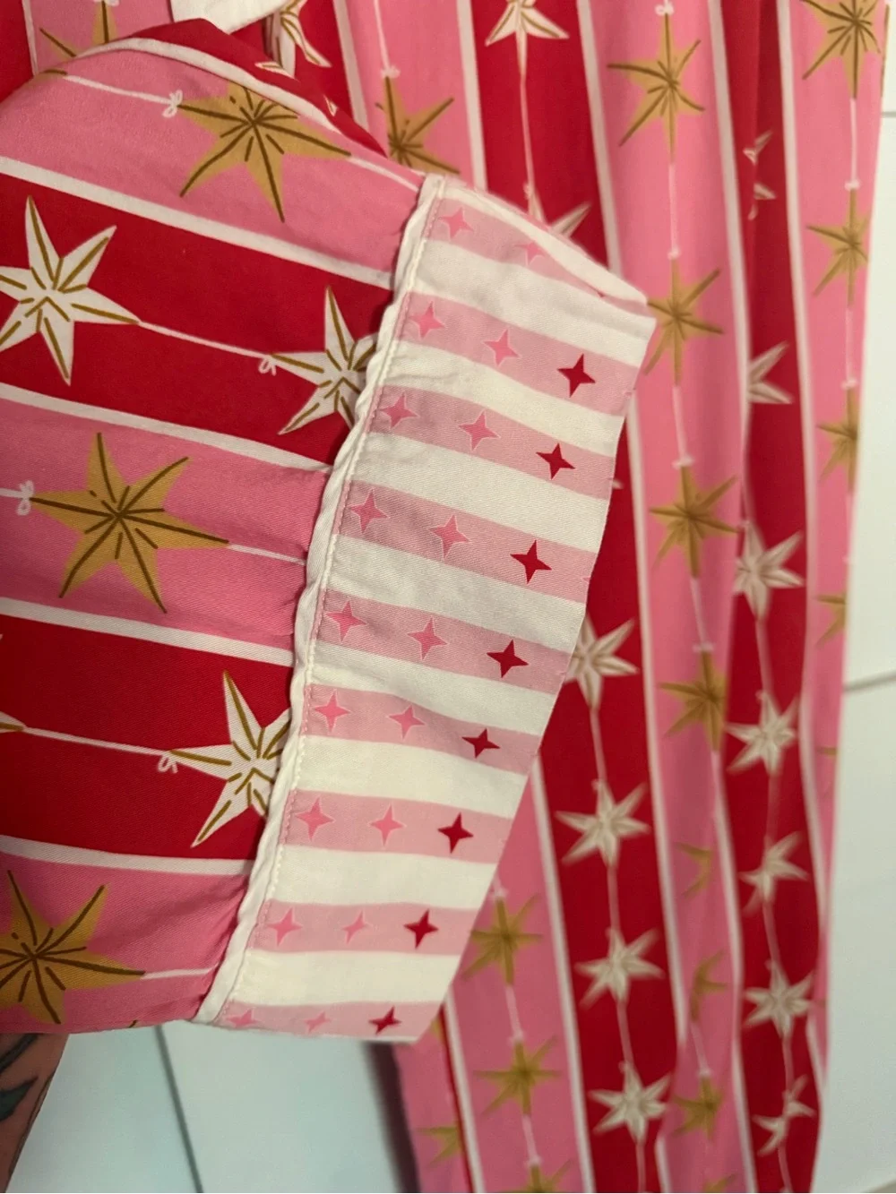 Katie Kime women’s winter Christmas Pink & Red Star Pajama Set